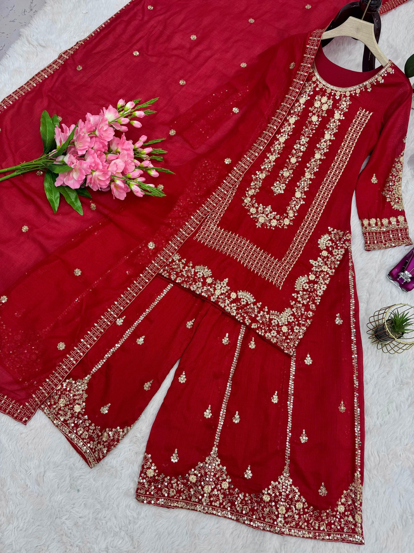 Red Karwa Chauth Designer Suit Set (Limited Stock)