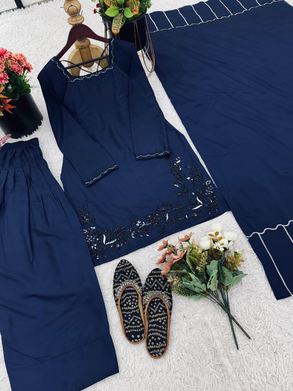 Plus Size The Deep Blue Farshi Edit Sophistication in Every Stitch