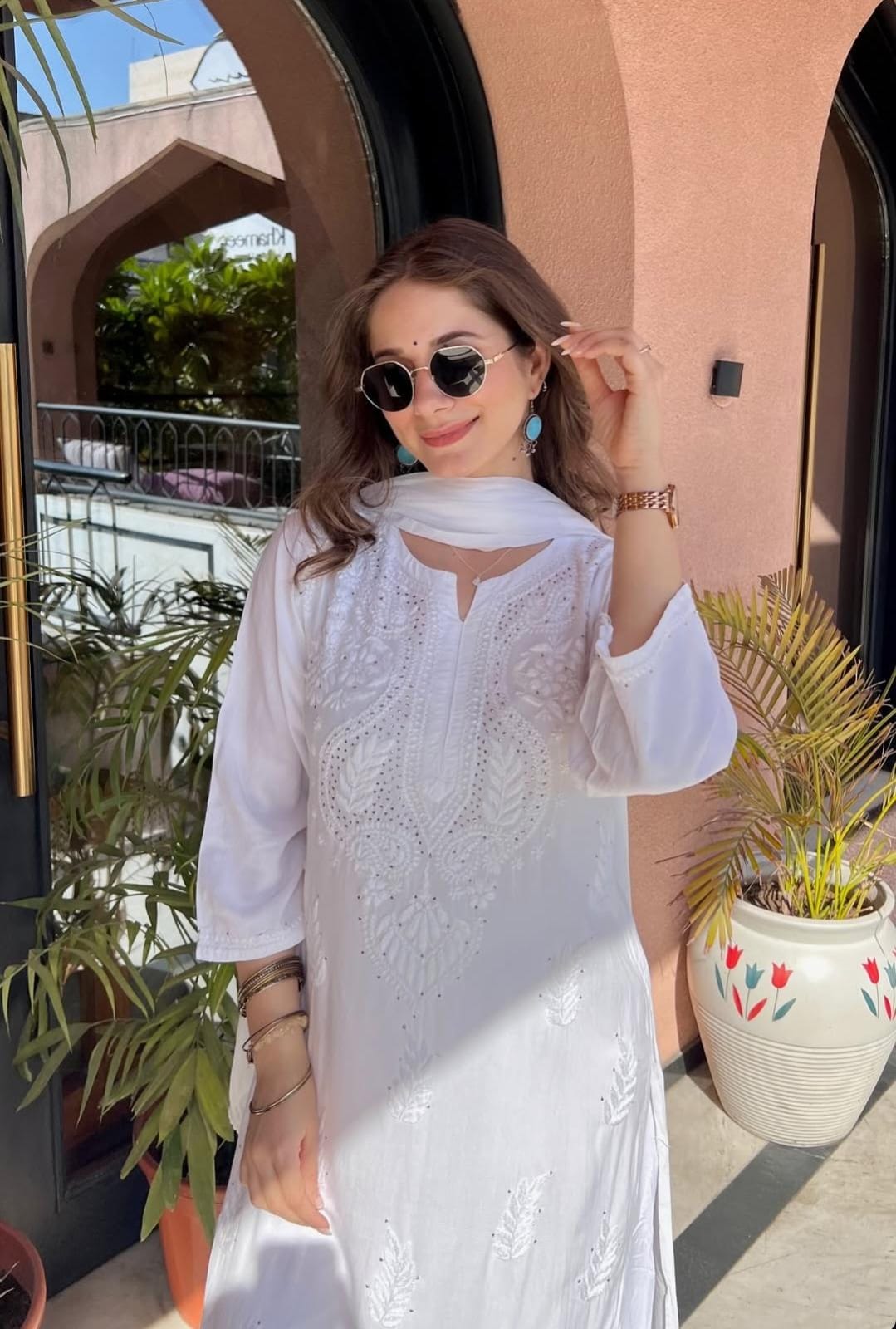 Blue Authentic Lucknow Chikankari & Mukesh Work Kurta Set