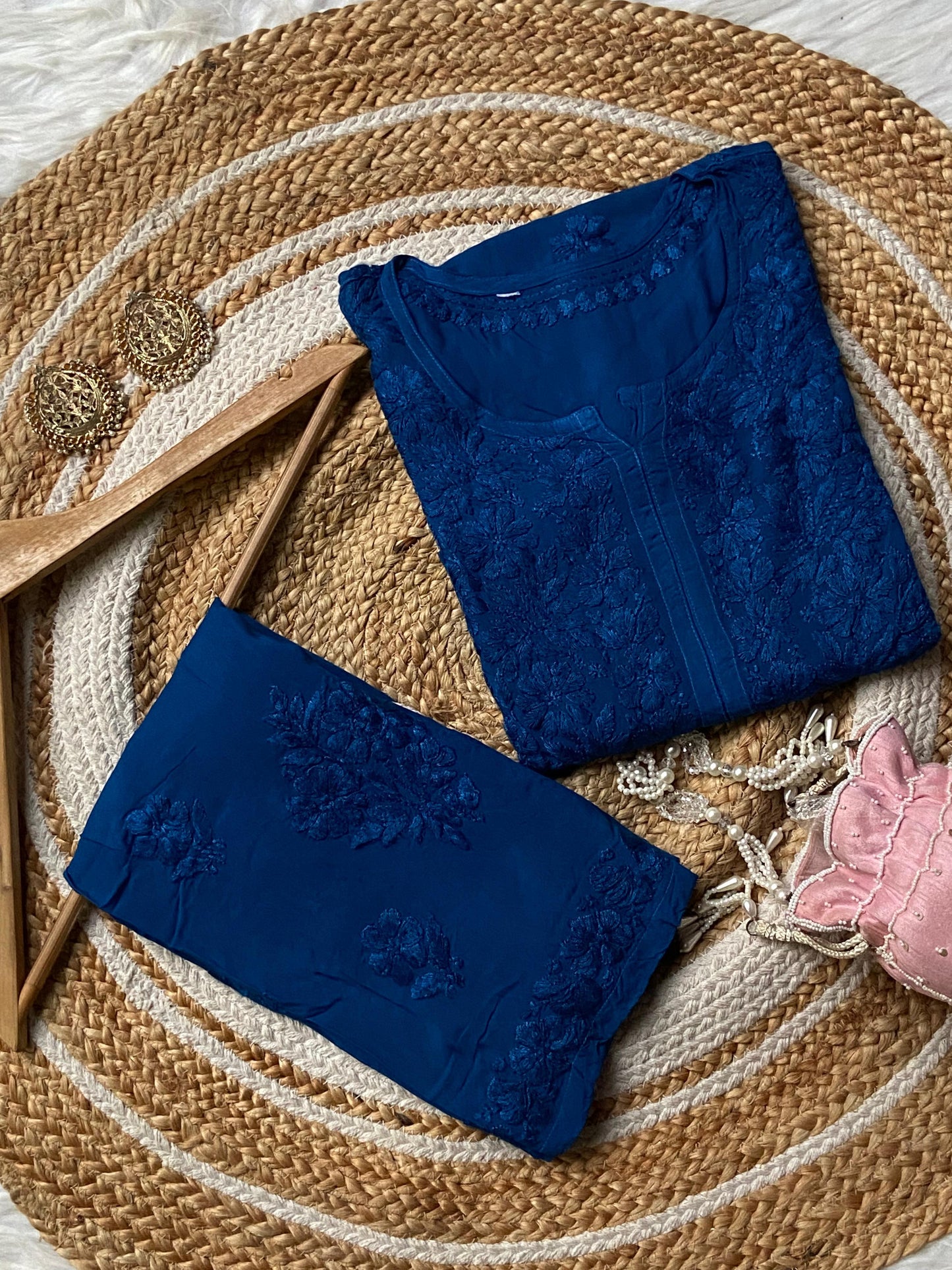 Blue Premium Lucknow Chikankari handwork Modal Palazzo Set - Inayakhan Shop