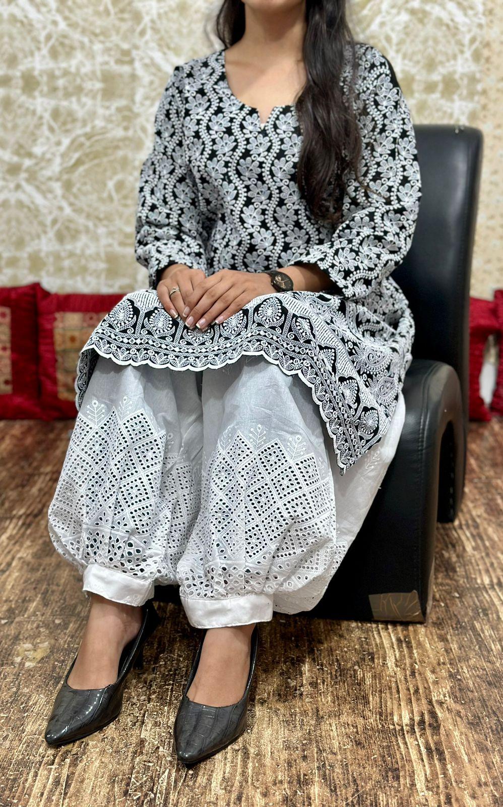 Classic Black Cotton Afghani Salwar Suit: Timeless Elegance and Comfort - Inayakhan Shop