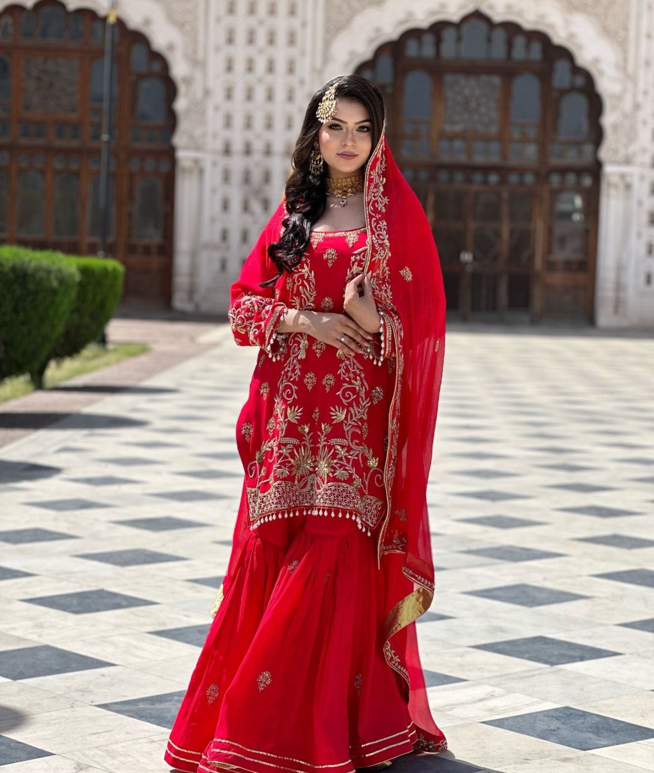 Beautiful Designer Faux Georgette Sharara Suit With Dupatta Ready to Wear Pakistani Nikah-Roka Wear Bollywood Salwar discount Suit