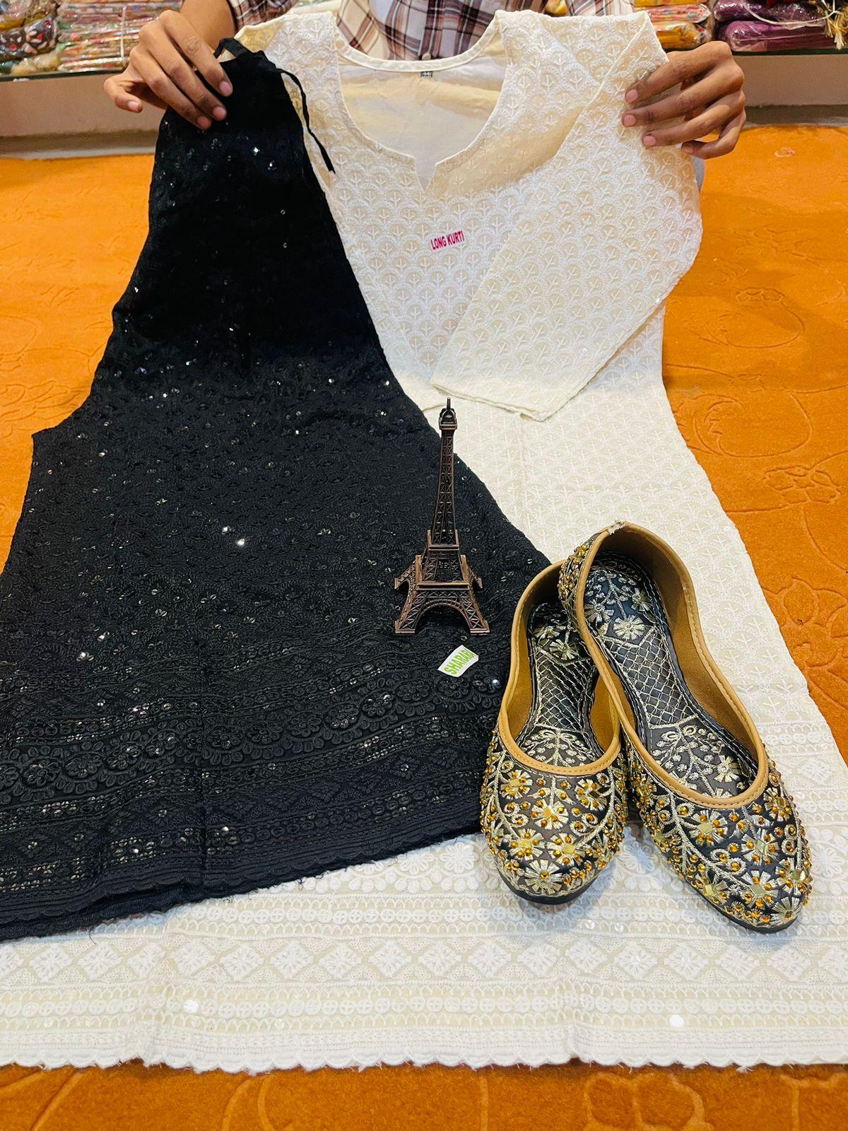 Design 1 - Ready-to-Wear Kurti Sharara + Jutti 3-Piece Set 🌹 - Inayakhan Shop