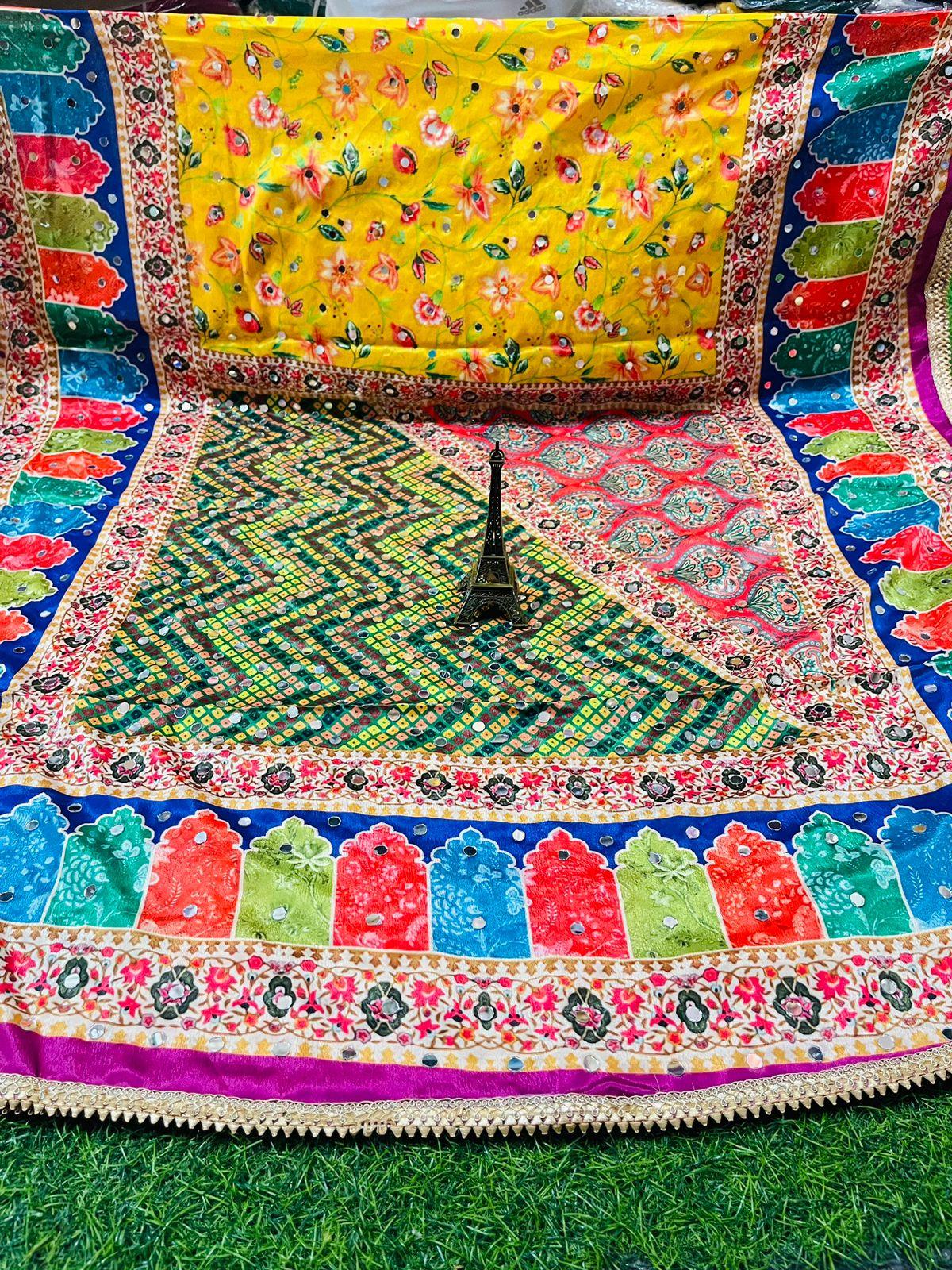 Design-14 Multicolor Pure Chiffon Pakistani Dupatta Set with Exclusive Handwork Embroidery - Inayakhan Shop