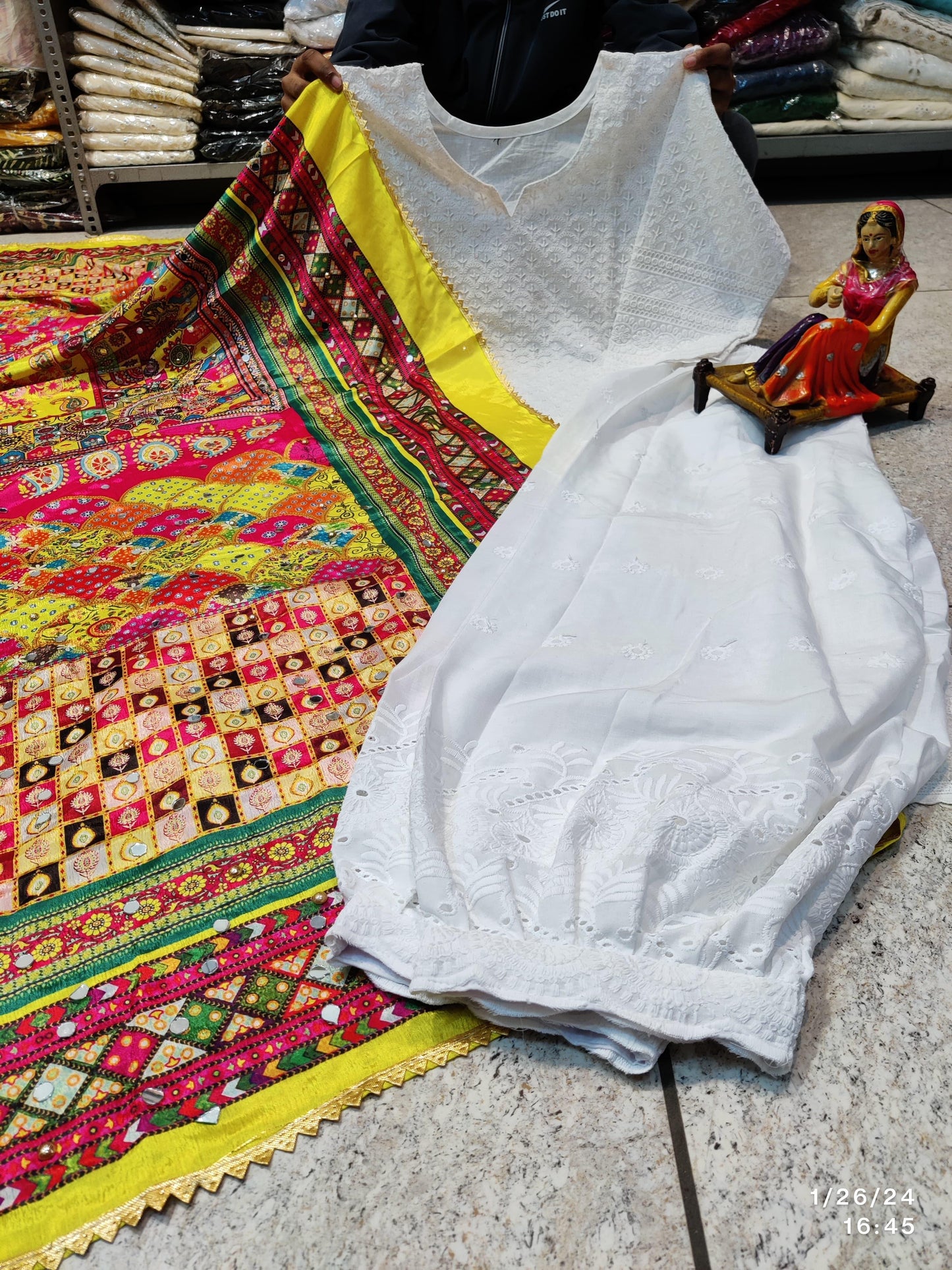 Design-14 Vibrant Multicolor Digital Print Pakistani Dupatta and Pure Cotton Kurta Set - Inayakhan Shop