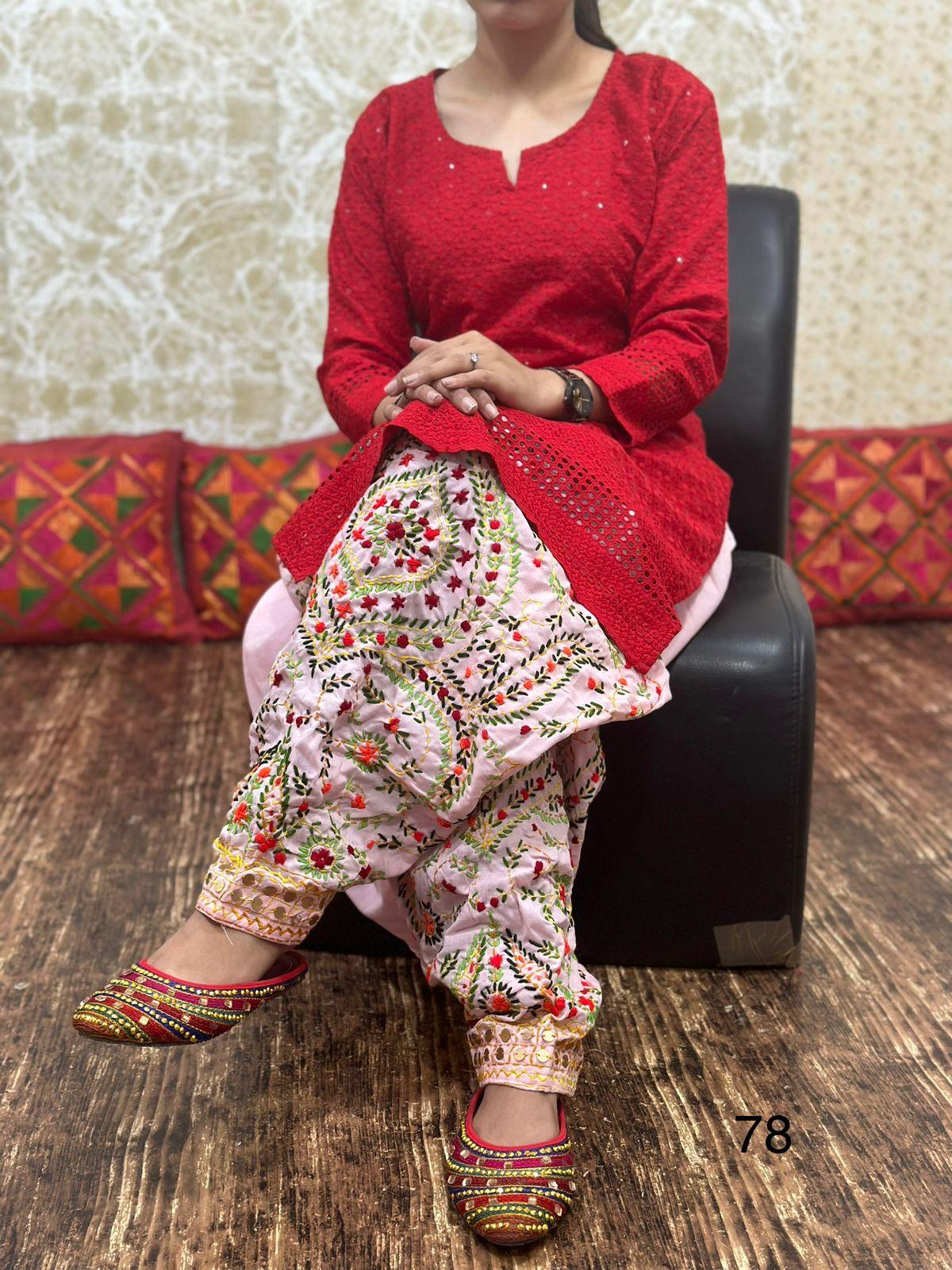 Design-2 Red Beautiful Kurti Salwar Set with Beautiful Chikan & Sequence Embroidery Work - Inayakhan Shop