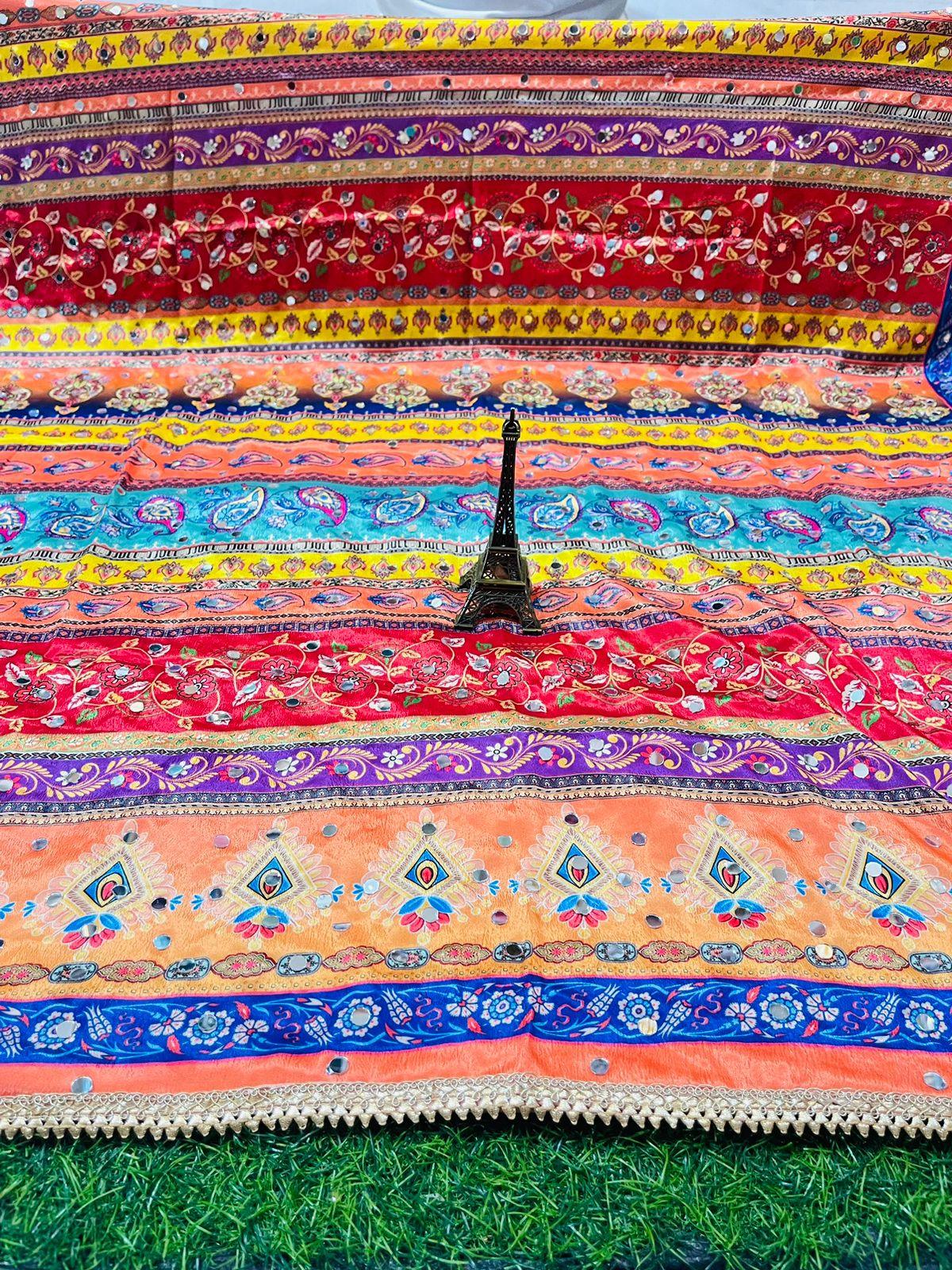 Design-8 Multicolor Pure Chiffon Pakistani Dupatta Set with Exclusive Handwork Embroidery - Inayakhan Shop