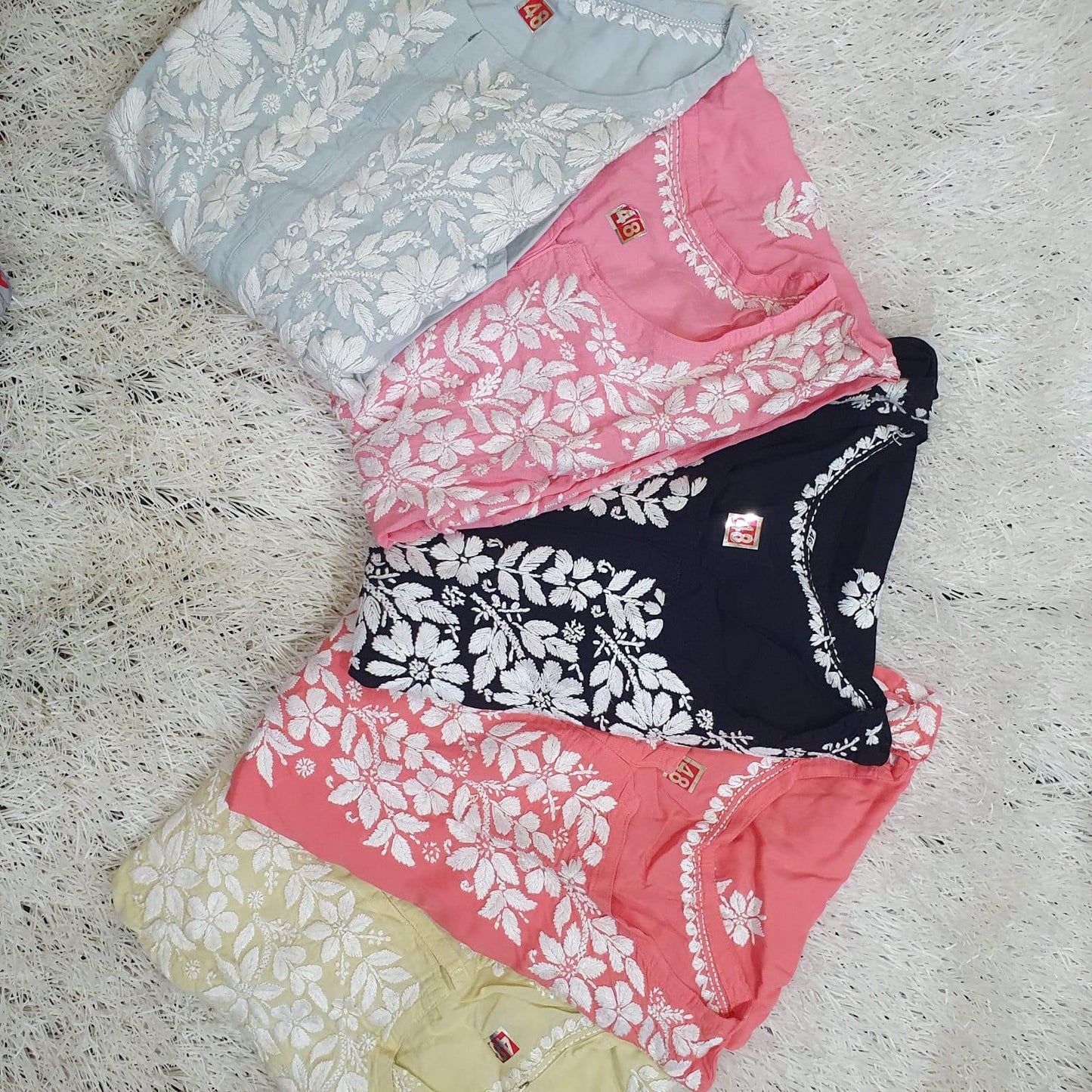 Elegance Unveiled: Long Modal Chikankari Kurti (Cream Color) - Inayakhan Shop