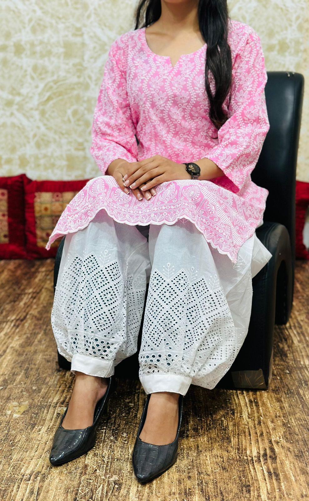 Graceful Light Pink Cotton Afghani Salwar Suit: Subtle Elegance and Comfort - Inayakhan Shop