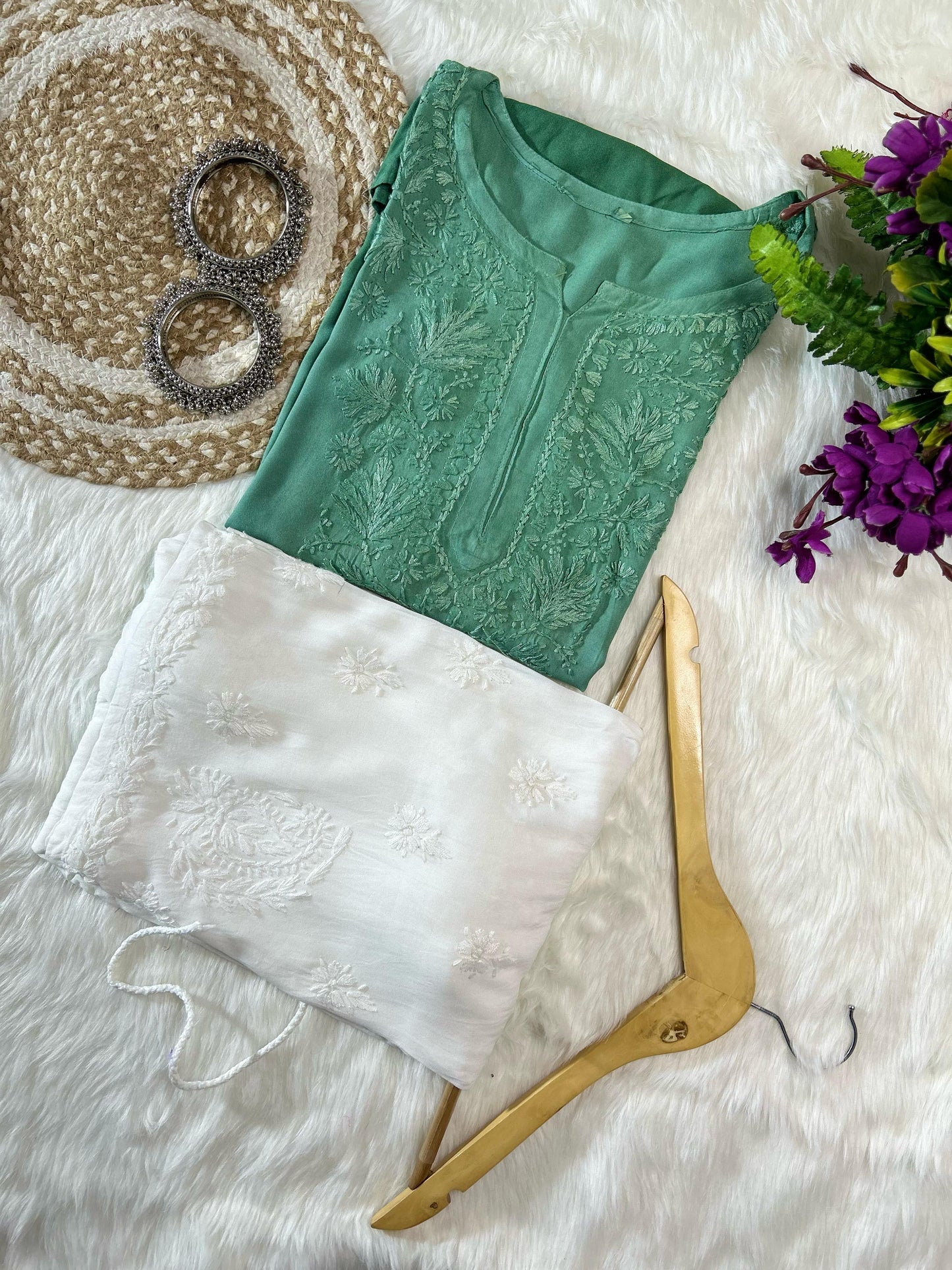 Green Ombre Dyed Short Top and Plazzo Set - Inayakhan Shop