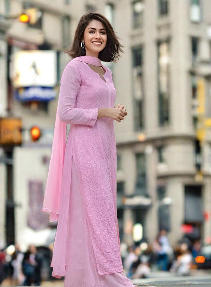 Light Pink Chikankari Elegance Ensemble Upto 5XL Plus sizes - Inayakhan Shop