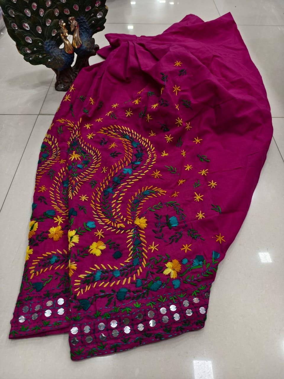Maroon Beautiful Embroidered Phulkari Kantha Salwar - Inayakhan Shop