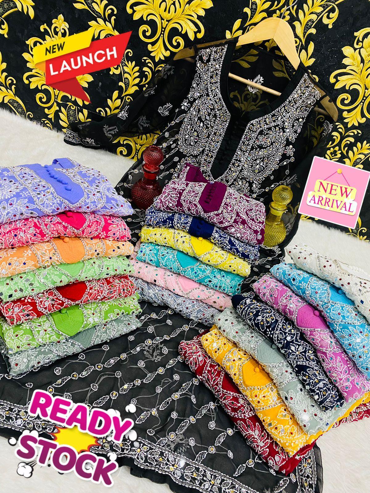 Mauve Color Luminous Luxe Lucknawi Chikankari 3 Pc Ensemble - Inayakhan Shop