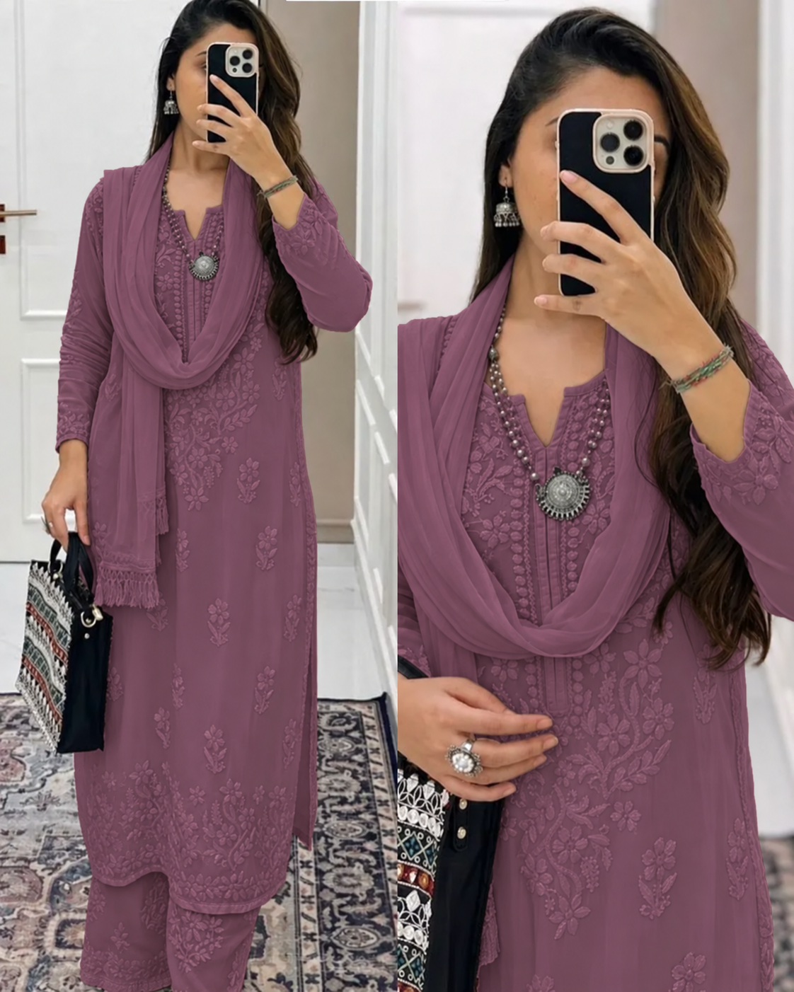 Mauve Plum Ethereal Dyeable Chikankari Kurta Set (NEW)