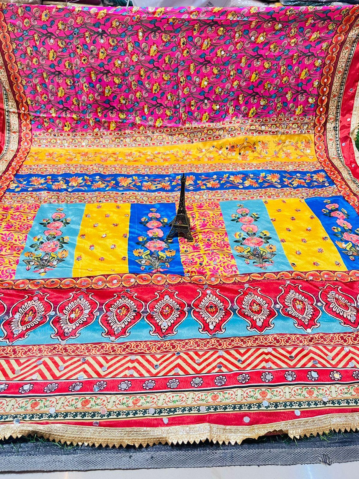 Multicolor Pure Chiffon Pakistani Dupatta Set with Exclusive Handwork Embroidery - Inayakhan Shop