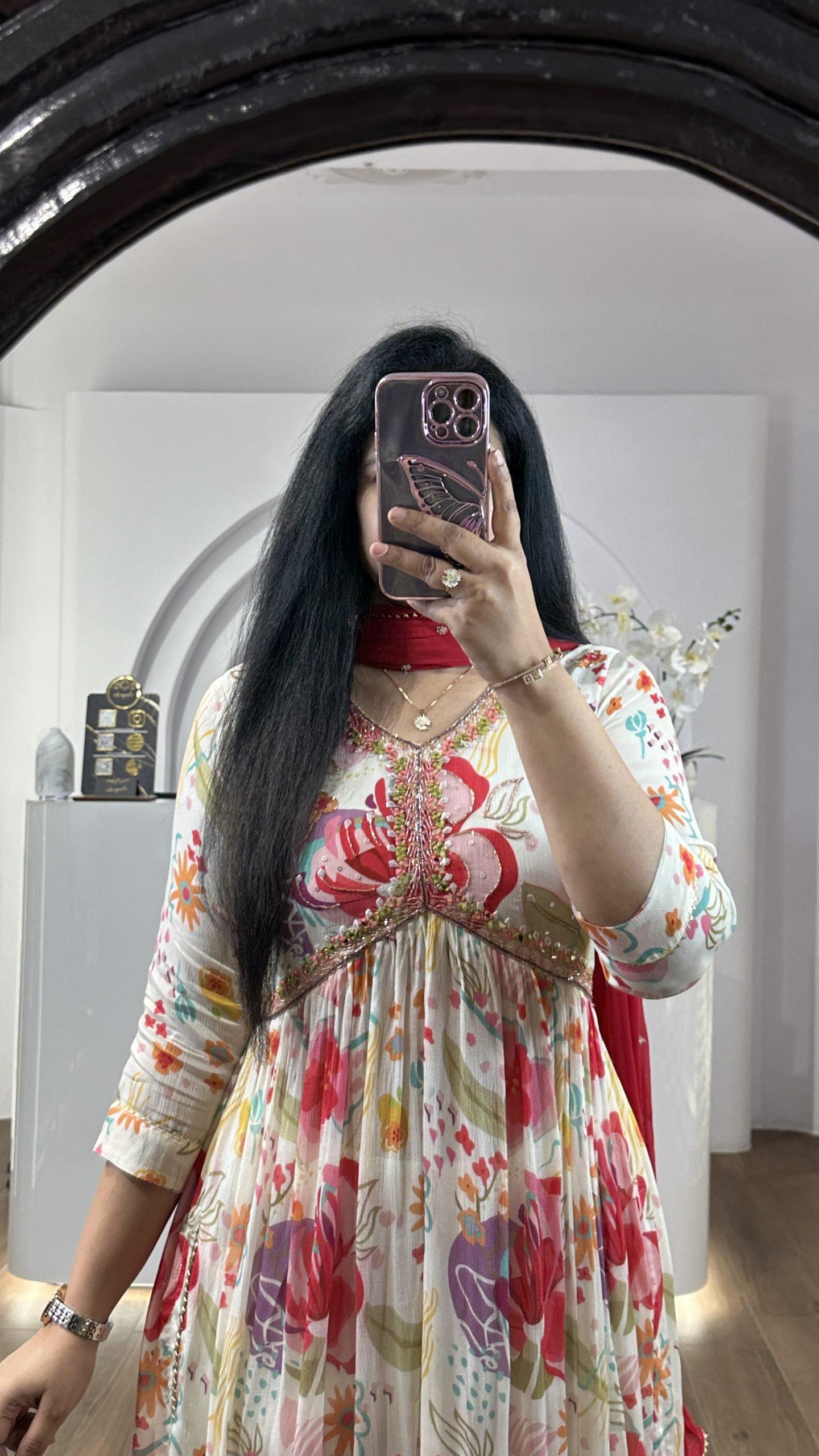 New Special Party Wear Alia Cut Floral Print Dress with Dupatta and Pants - Inayakhan Shop