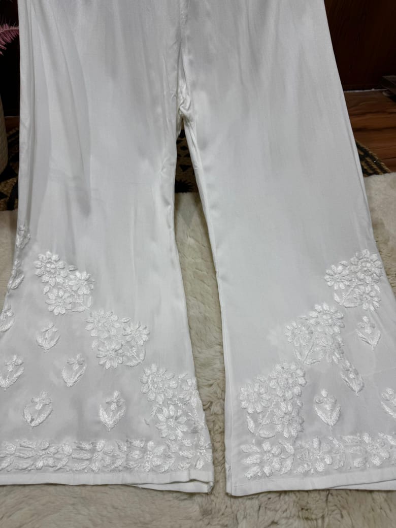 Purple Exquisite 3D Handwork Modal Lucknow Chikankari Kurta Set