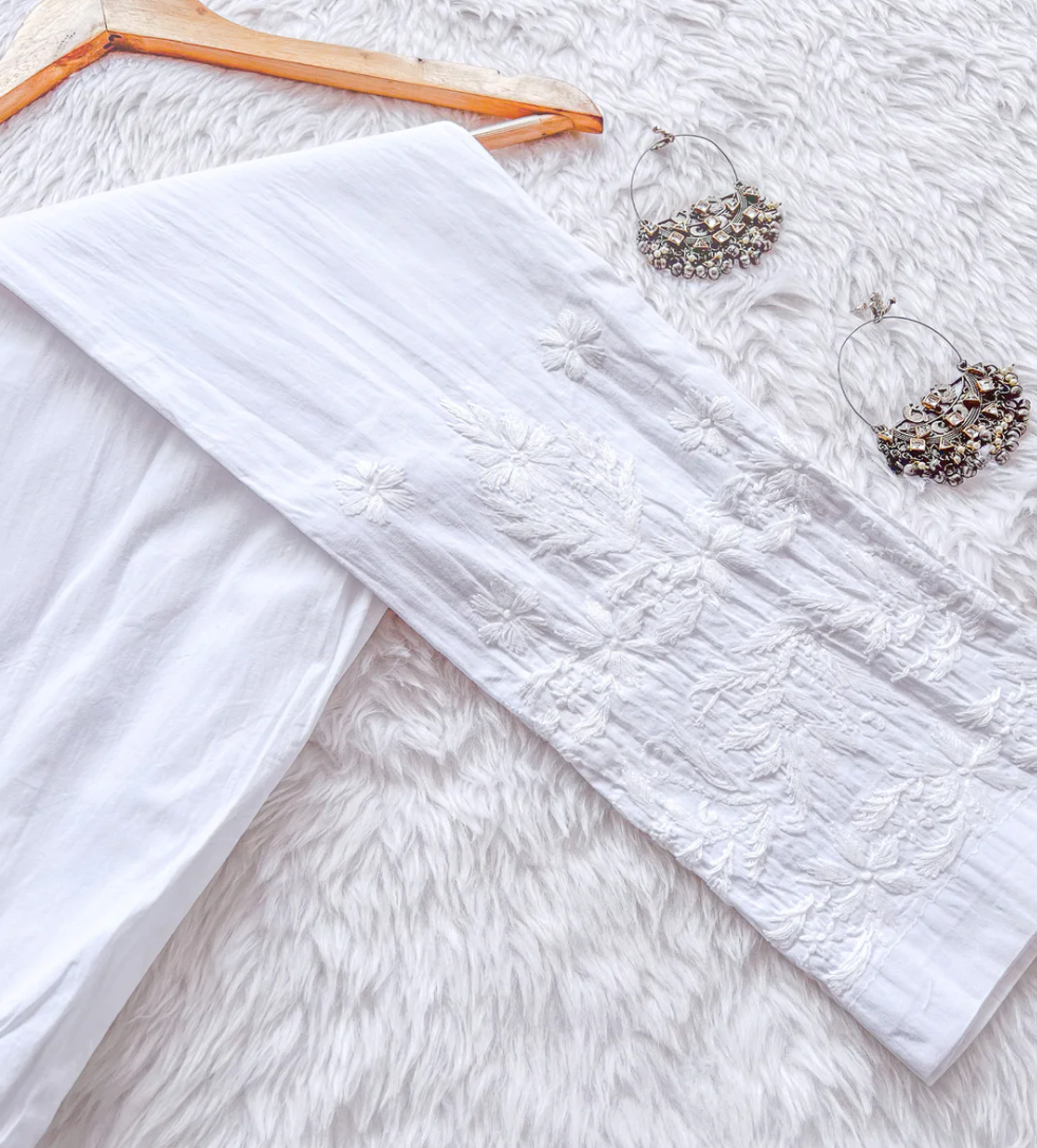 Set of 2 Handcrafted Lucknow Chikankari Lycra Pants Up to Size 50