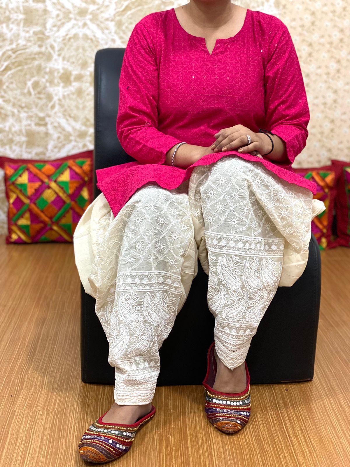 Pink Kurti Chikankari Sequins Patiala Salwar Set - Inayakhan Shop