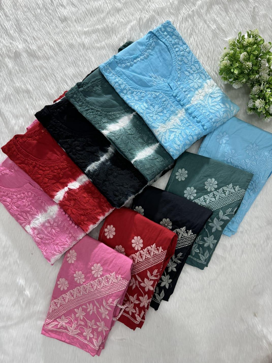 Tie n Dye Chikankari Cotton Set