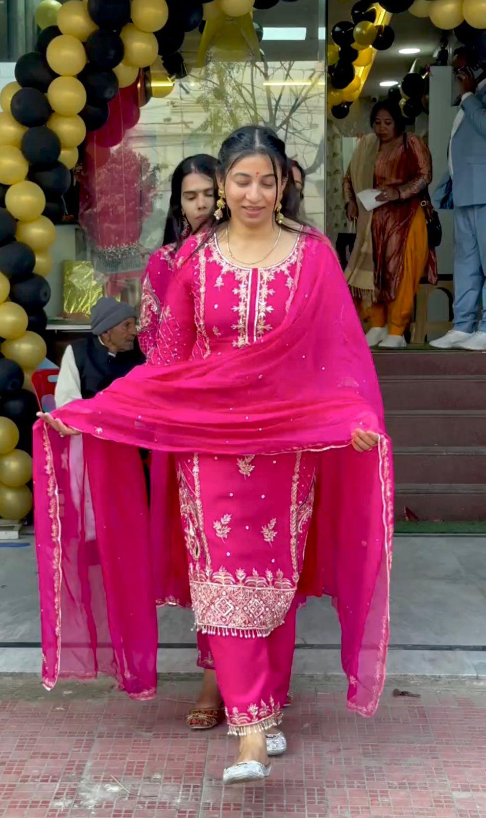 Pink Opulent Charm Chinon Silk Ensemble