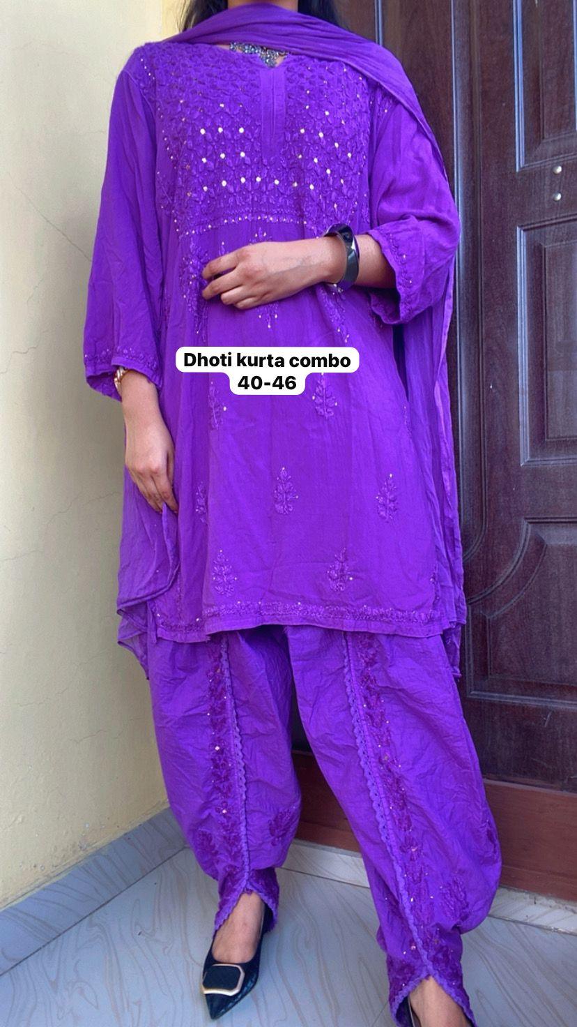 Purple Dhoti Coord Combo 3 Pc Set - Inayakhan Shop