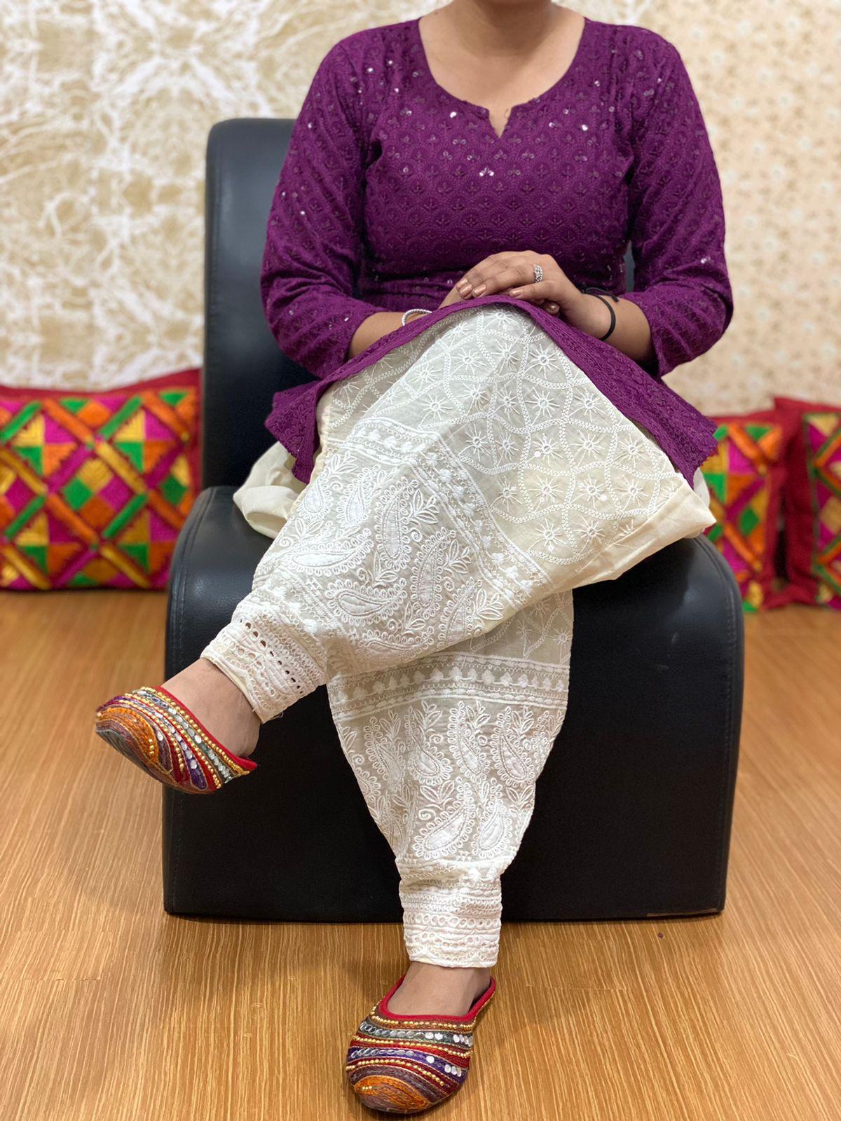 Purple Kurti Chikankari Sequins Patiala Salwar Set - Inayakhan Shop