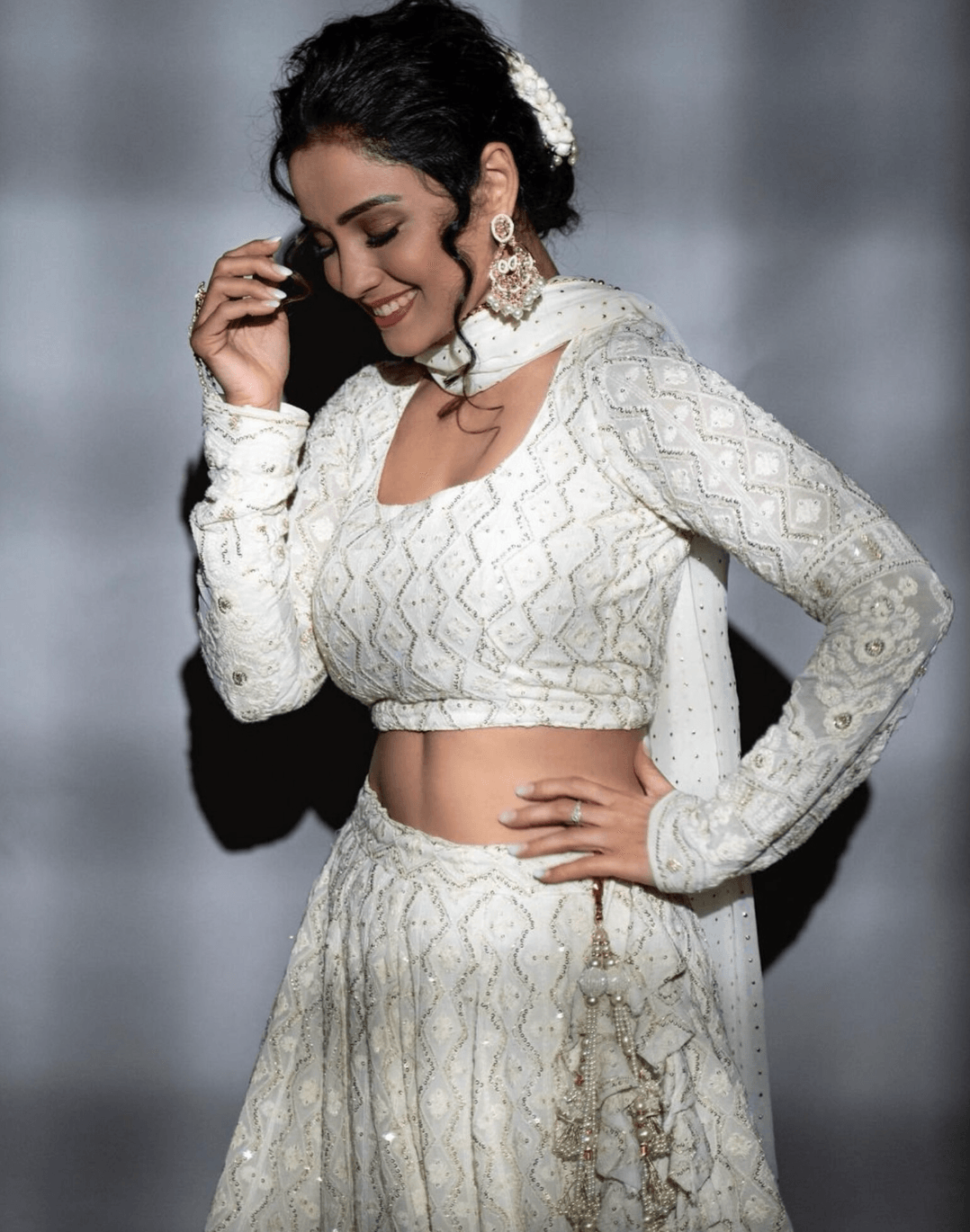Radiant White Custom-Made Lehenga Choli - Ready to Wear for Special Occasions - Inayakhan Shop
