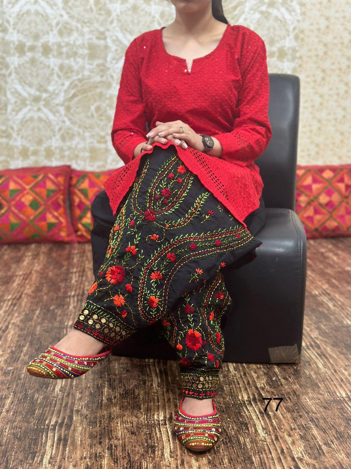 Red Beautiful Kurti Salwar Set with Beautiful Chikan & Sequence Embroidery Work - Inayakhan Shop