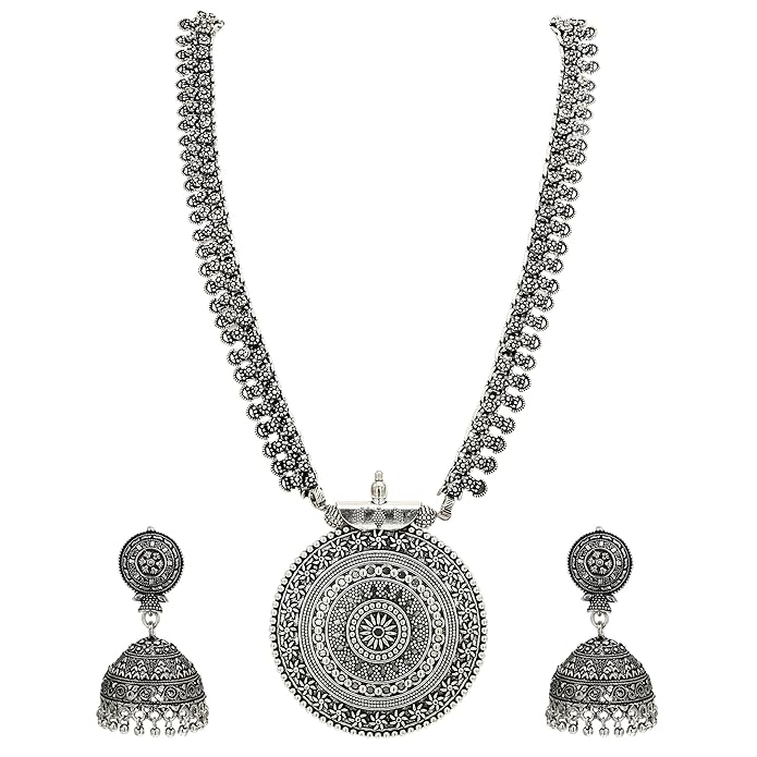 Classic Oxidised Jewellery Set Necklace , Earrings