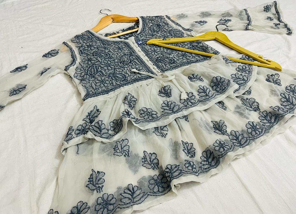 Sheer Elegance Chiffon Short Top-Grey Color - Inayakhan Shop