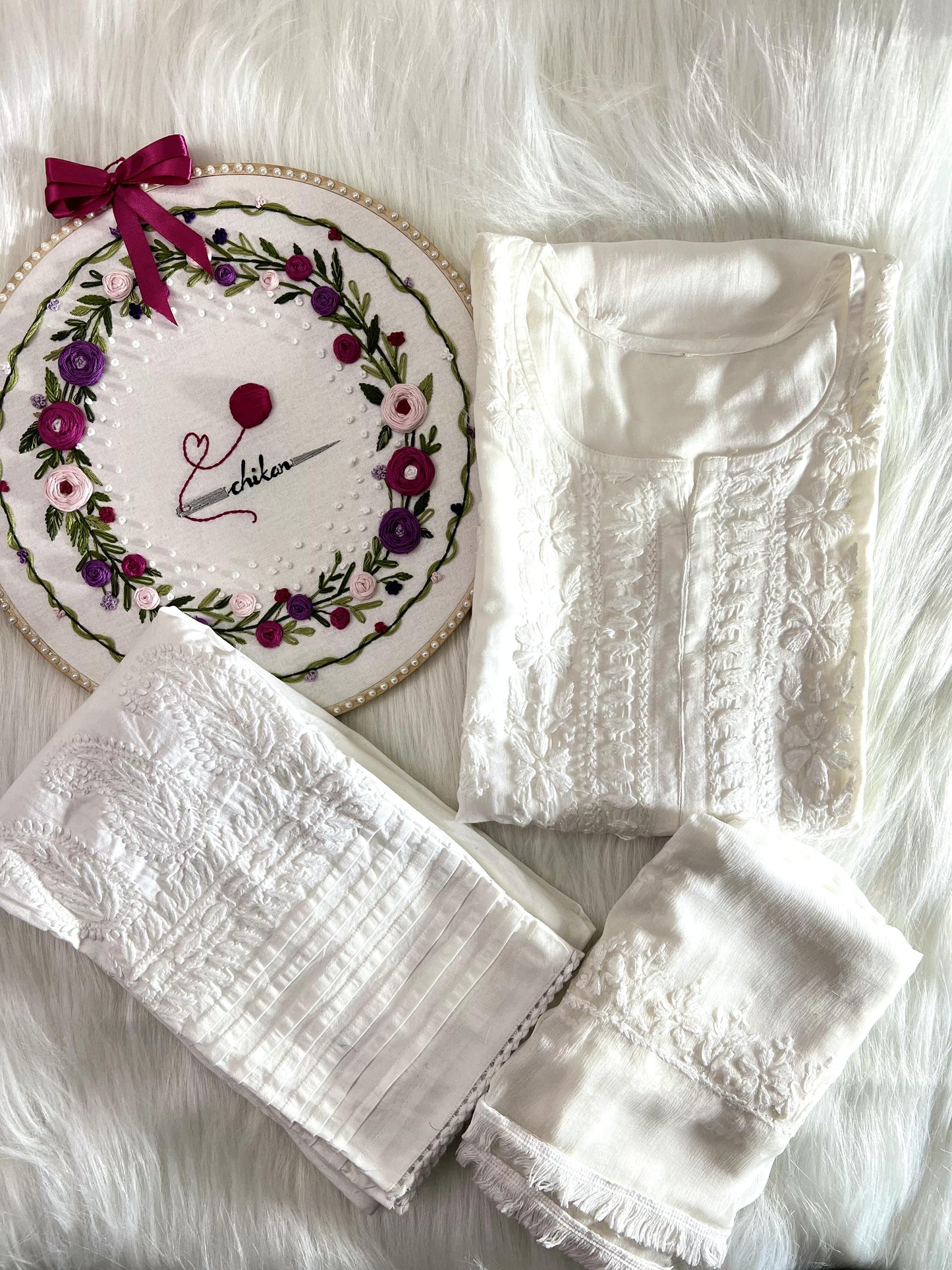 White Opulent Elegance Modal Ensemble - Inayakhan Shop