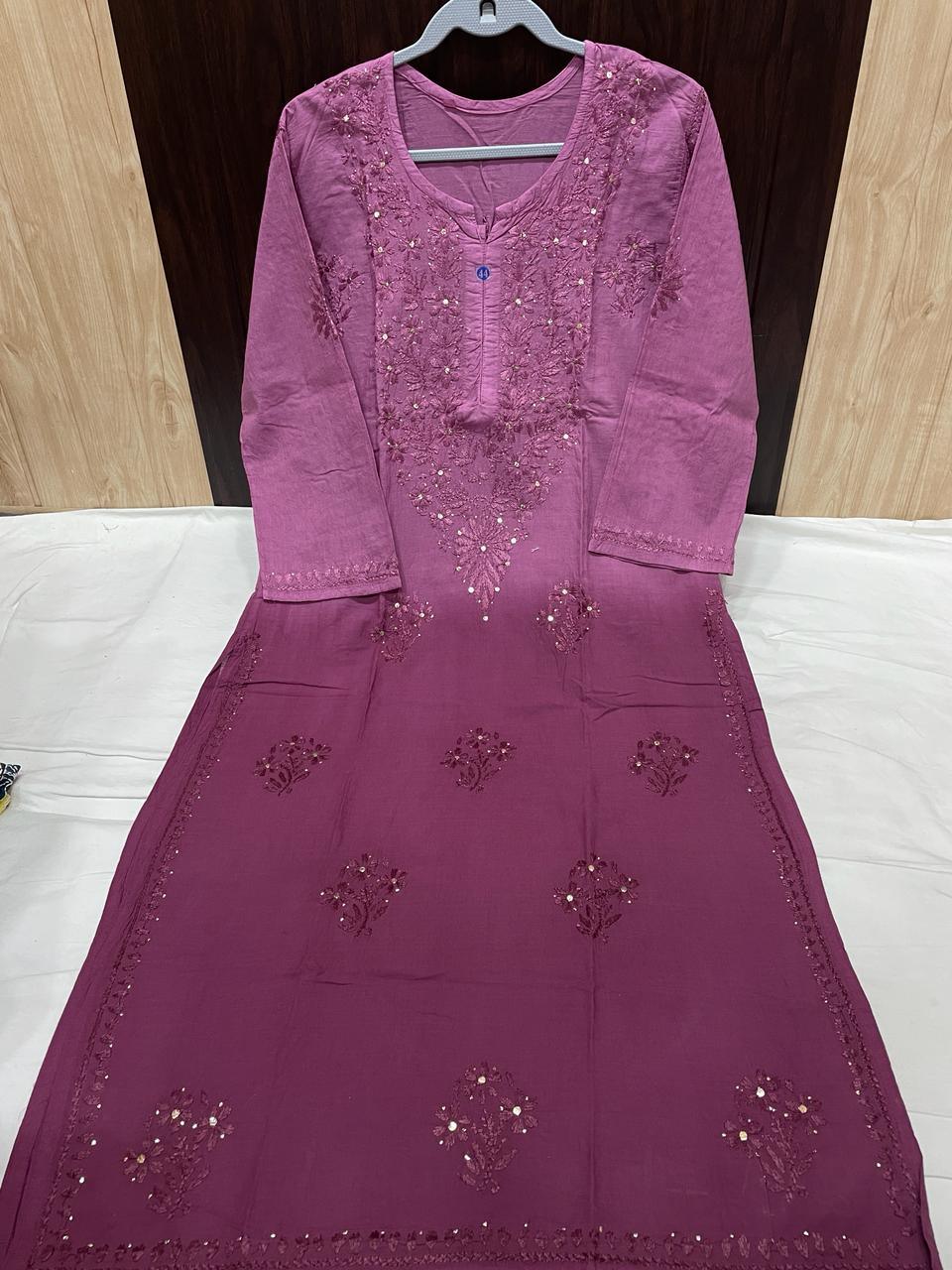 Wine Mukesh Magic: Mul Cotton Dyed Kurti - Inayakhan Shop
