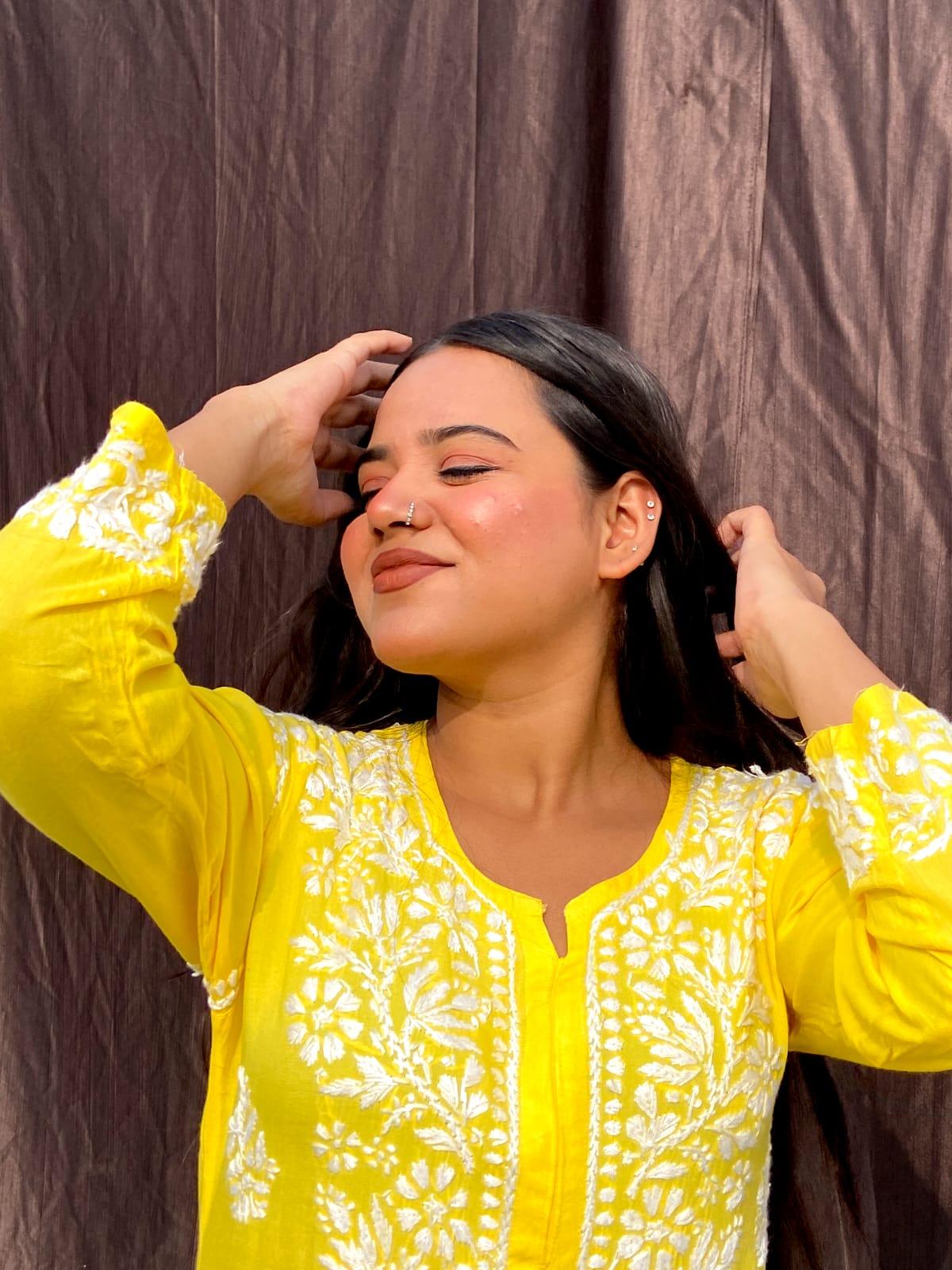 Yellow Enchanting Lucknowi Royale Co-ord Set - Inayakhan Shop