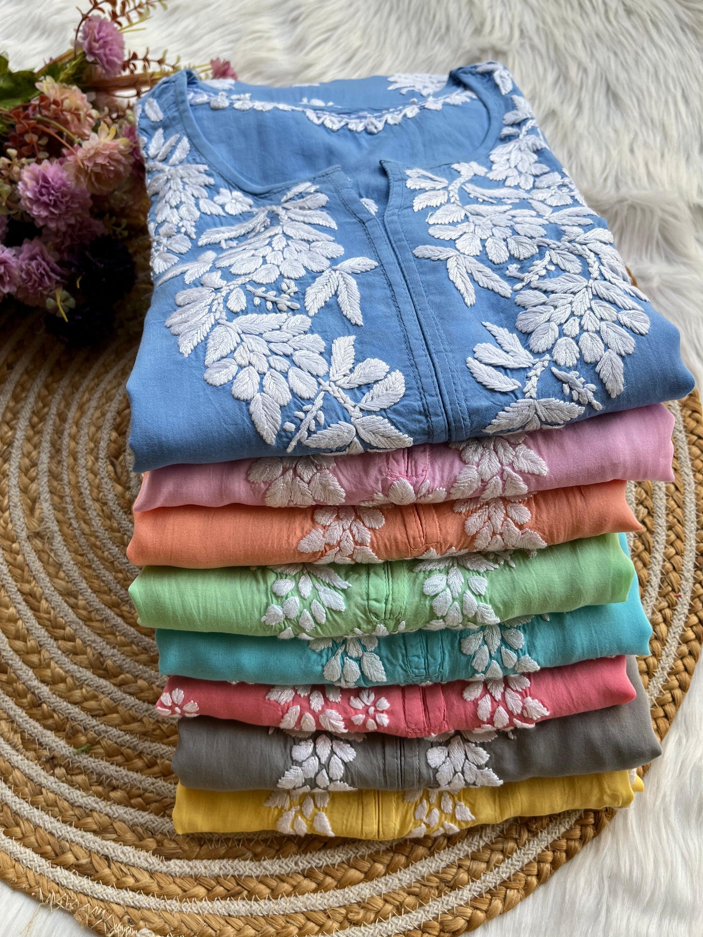 Yellow Royal Modal 3D Chikankari Ensemble - Inayakhan Shop