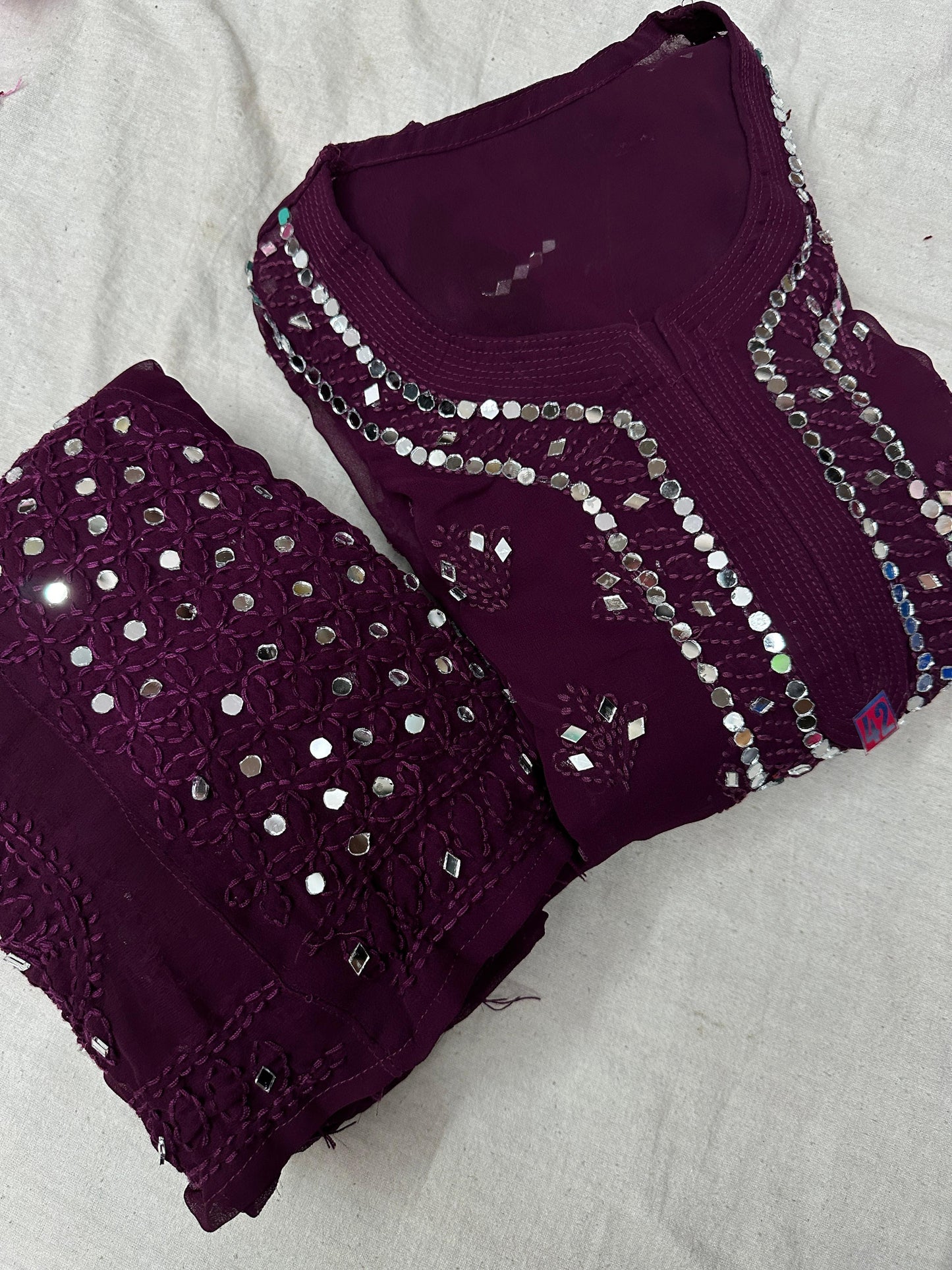 COMBO SET OF 10 Georgette Mirror Gala Booti Chikankari Set with Beautiful Handwork Embroidery - Inayakhan Shop