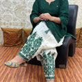 Green Design - 3  Elegant Patiala Salwar Set with Pure Cotton Chikankari Kurti