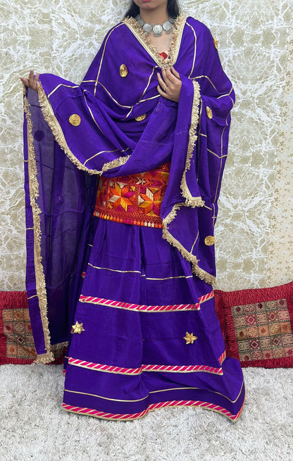 Purple Authentic Phulkari Party Wear Lehenga Set