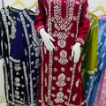 Maroon Lucknow Chikankari Long Kurta with Heavy Chikankari Work & Pallazo Set