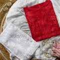 Red Mukaish Work Lucknow Chikankari Kurta Set with Palazzo & Dupatta