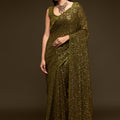 Mehendi Green Heavy Sequins Work Bridesmaid Saree with Blouse