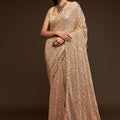 Beige Heavy Sequins Work Bridesmaid Saree with Blouse