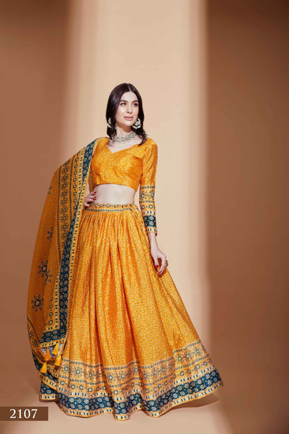 Yellow Navratri Garba Chinon Crochet Choli Set with Printed Dupatta