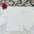White Beautiful Lucknow Chikankari Work Ombre Dye Short Kurti, Garara & Dupatta Sets