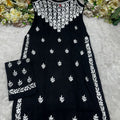Black Lucknow Chikankari Strappy Kurti and Pant Co-ord Set (Limited Stock)