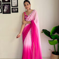 Pink Party Wear Fancy Dual Shaded Georgette Saree