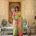 Green and Pink Eternal Elegance Kanjivaram Silk Saree Set