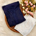 Navy Blue Elegant Lucknowi Chikankari Rayon Mukaish Kurti & Pallazo Set ✨ (Up to 5XL)