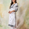 White Lucknowi Chikankari Kurti Modal Pant Set