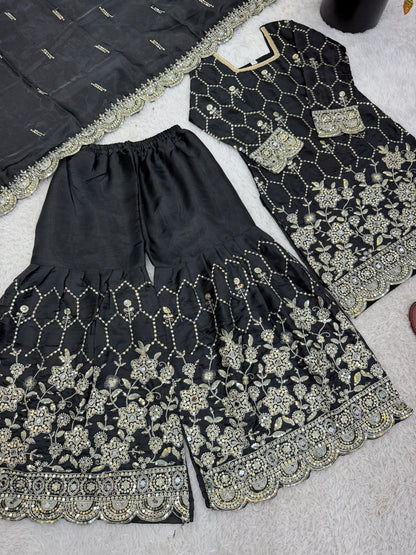 Classic Beautiful Designer Black Readymade Salwar Suit